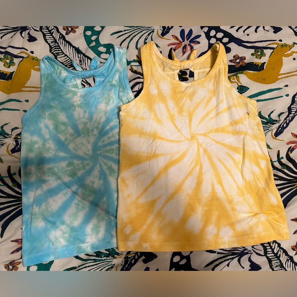 2- Cat & Jack Tie-Dye Tank Tops - Blue and Yellow
